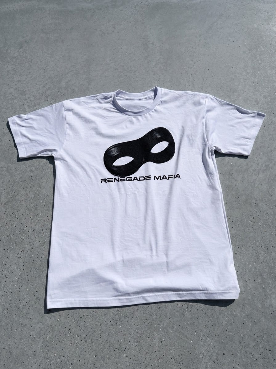 Renegade Mafia 'Noir Mask' Graphic T-Shirt - White Streetwear Tee