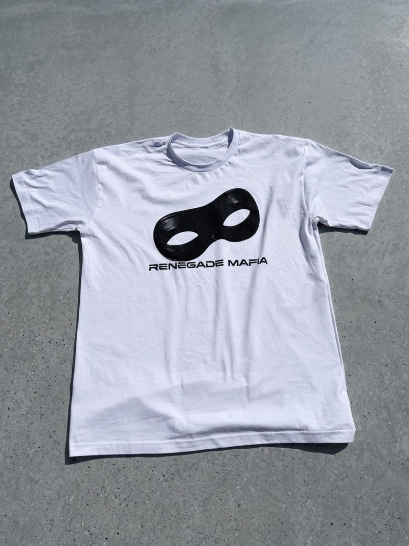 Renegade Mafia 'Noir Mask' Graphic T-Shirt - White Streetwear Tee