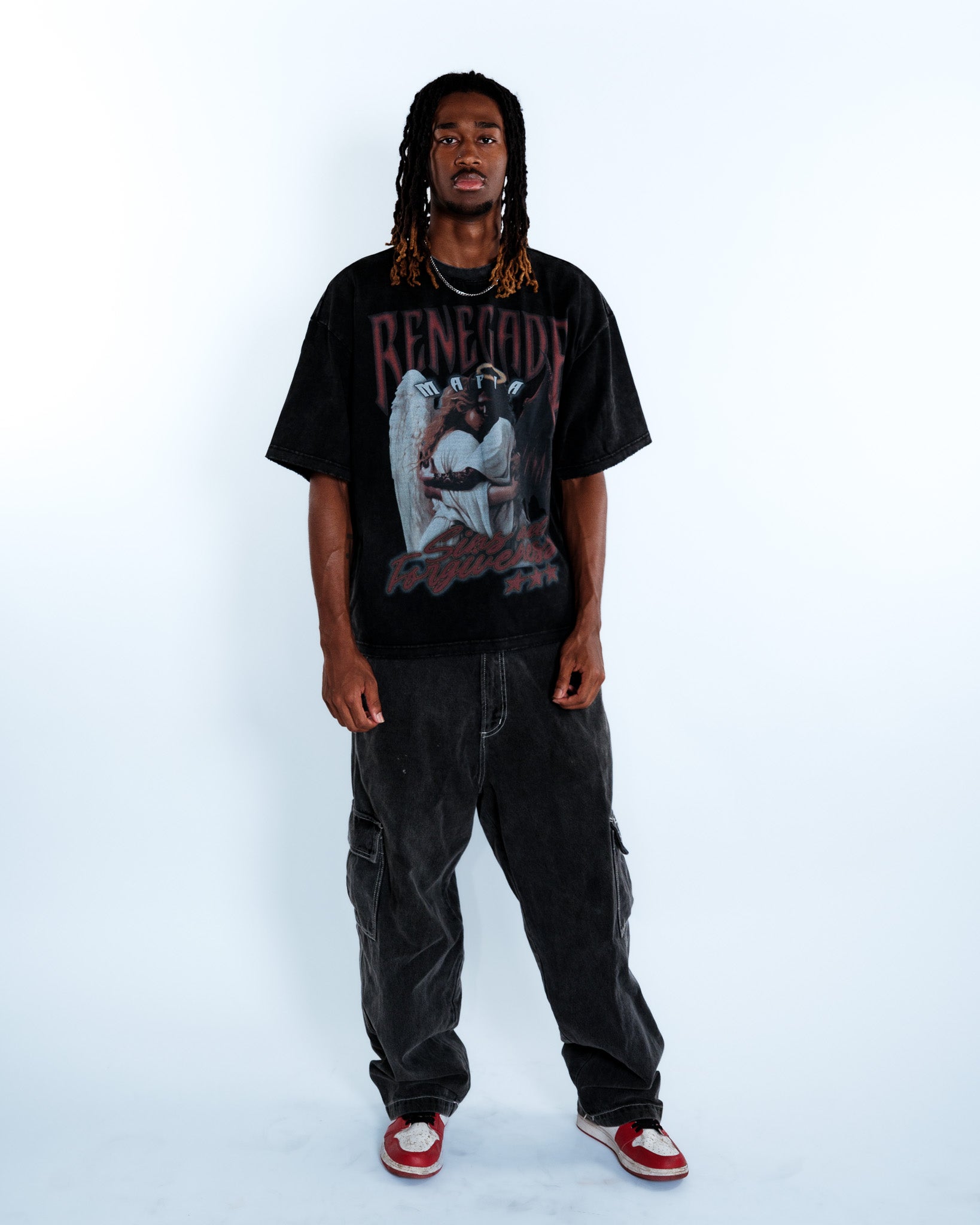 Renegade Mafia “Sins and Forgiveness” Angel & Devil Vintage Oversized T-Shirt – Acid Washed Streetwear Graphic Tee for Men