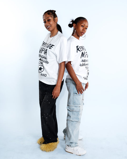 Renegade Mafia “Global Streetwear” White T-Shirt – Global Streetwear Tee Featuring Tokyo, NY, LA, & Oakland