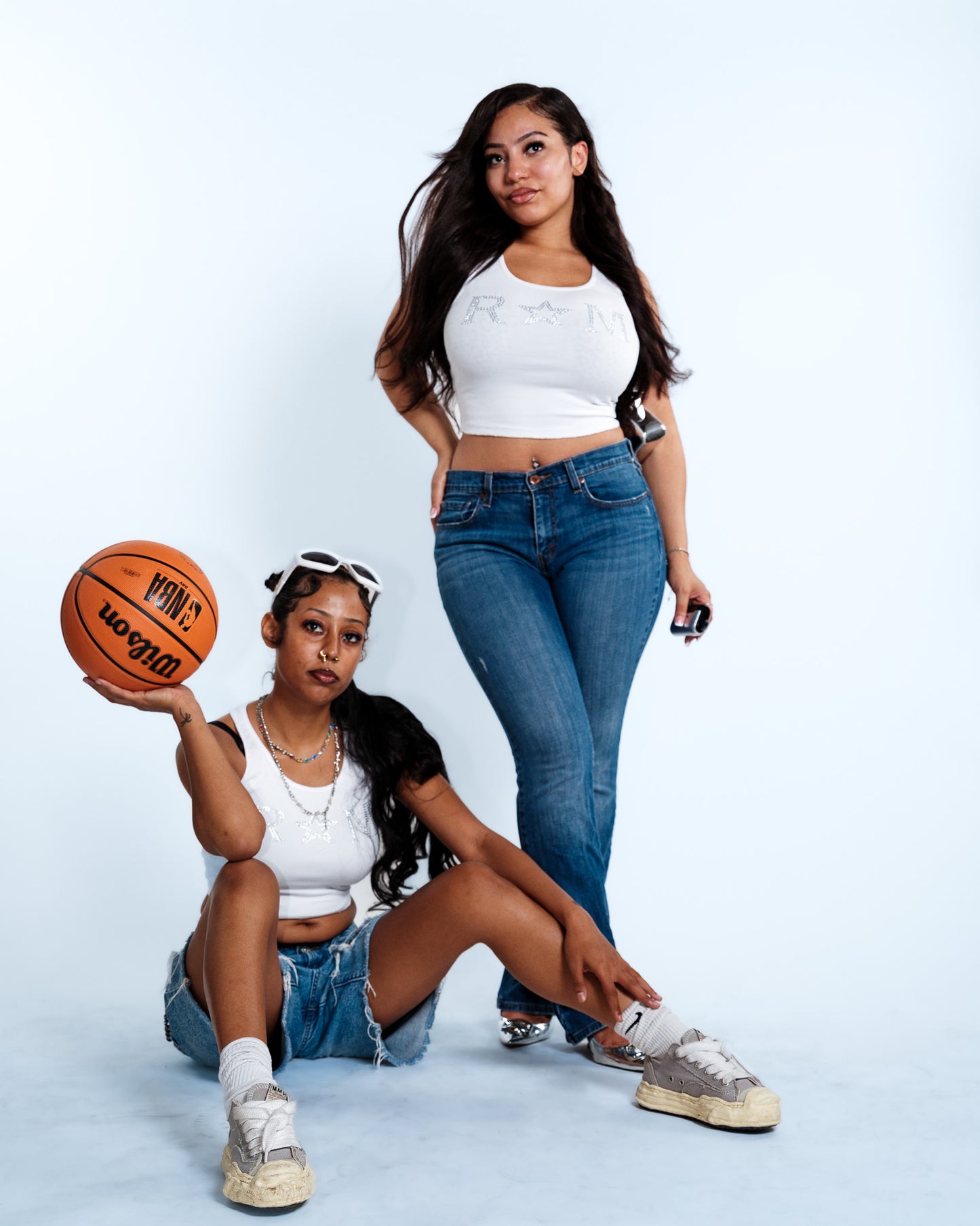 Renegade Mafia™ Women’s Rhinestone Crop Top – White Ribbed Tank